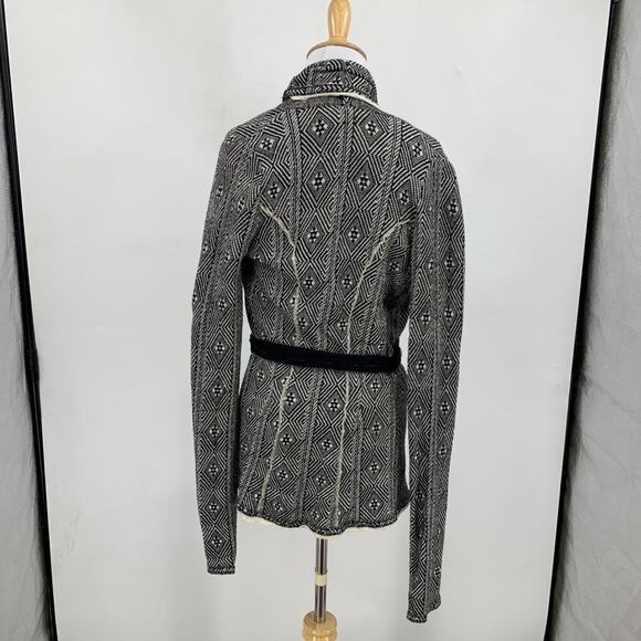 Sparrow Cardigan Womens S Small White Black Wool Cashmere Blend Tie Open Front - Picture 3 of 11
